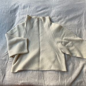 Zara Mock Neck Cream Sweater Cropped Sleeves Medium